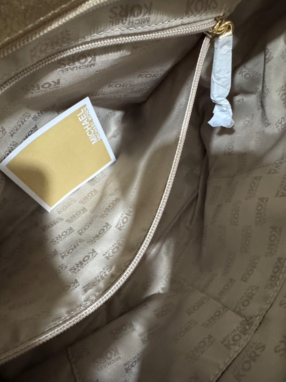 Michael Kors Jet Set Chain Tote Gold Metallic MK Logo Shoulder Bag NWT - Picture 7 of 11